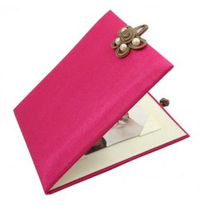 Opened silk photo frame in pink