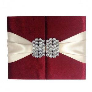 Red velvet couture invitation folder