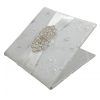 Crystal Brooch Embellished White Lace Invitation Folder