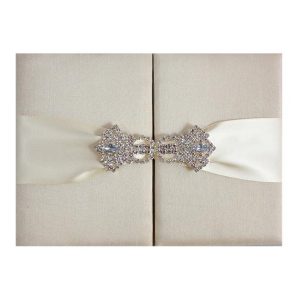 dupioni silk wedding silk folder with rhinestone clasp
