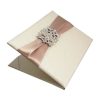 Brooch Embellished Dupioni Silk Folio Invitation For Wedding Or Event Invitations - Image 2
