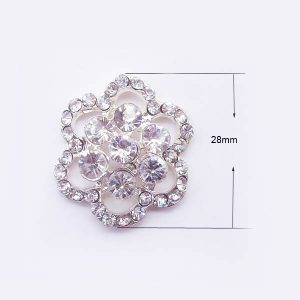 Silver Flower Crystal Brooch