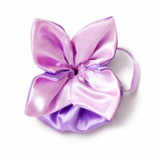 lavender and pink satin fabric clover bag