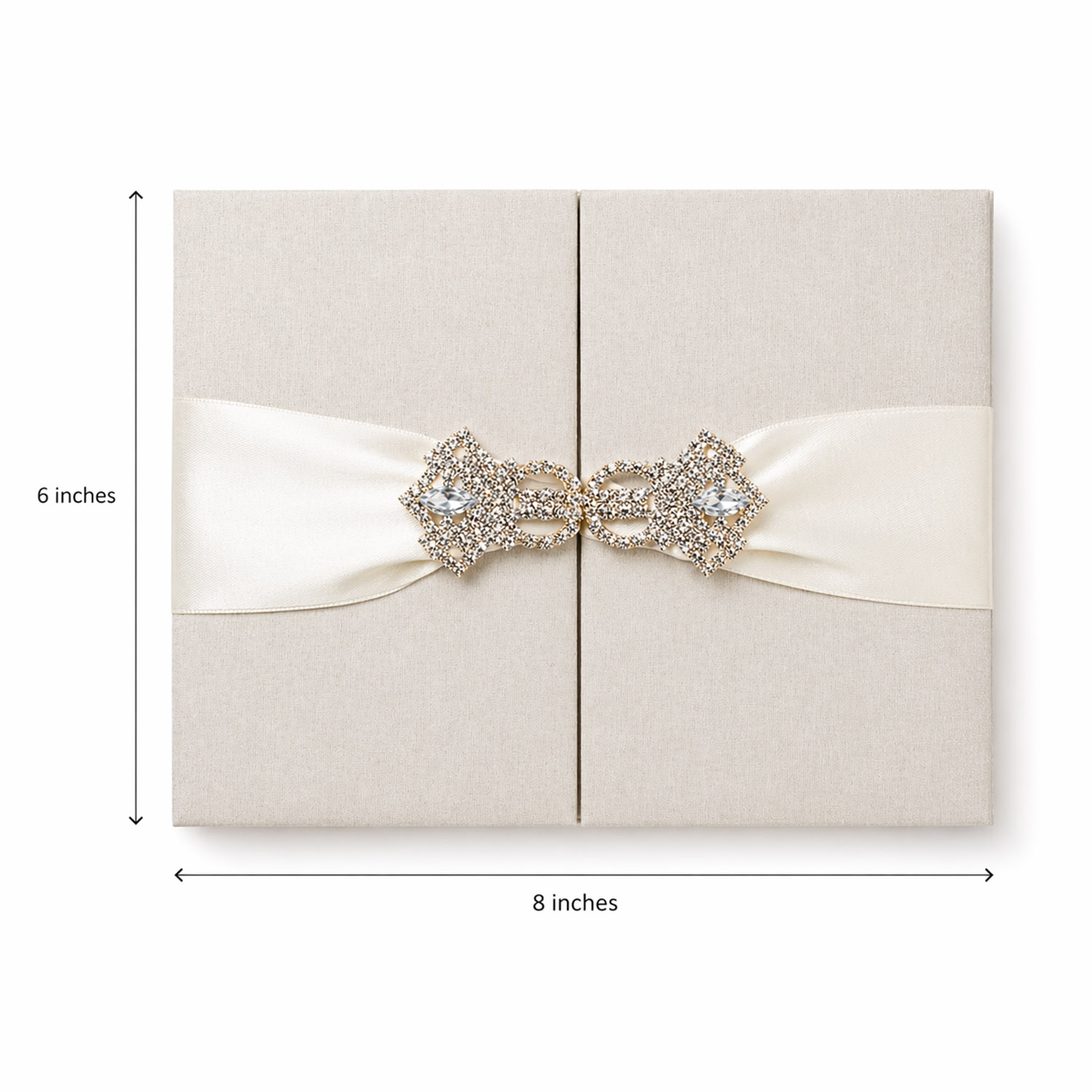 Measurements cream gate fold silk invitation folio