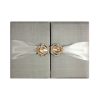 CROWN BROOCH EMBELLISHED & MONOGRAM EBROIDERED LUXURY THAI SILK POCKET INVITATION FOLDER