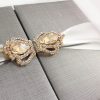 CROWN BROOCH EMBELLISHED & MONOGRAM EBROIDERED LUXURY THAI SILK POCKET INVITATION FOLDER - Image 6
