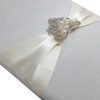 Menu Card & Invitation Card Holder Pad With Pearl Crown Brooch Embellishment - Image 3