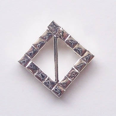 Back with bar of square buckle, silver with stones