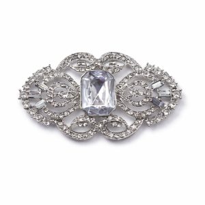 Vintage Silver Rhinestone Brooch