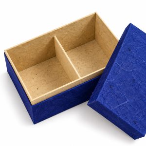 blue mulberry paper box with divider