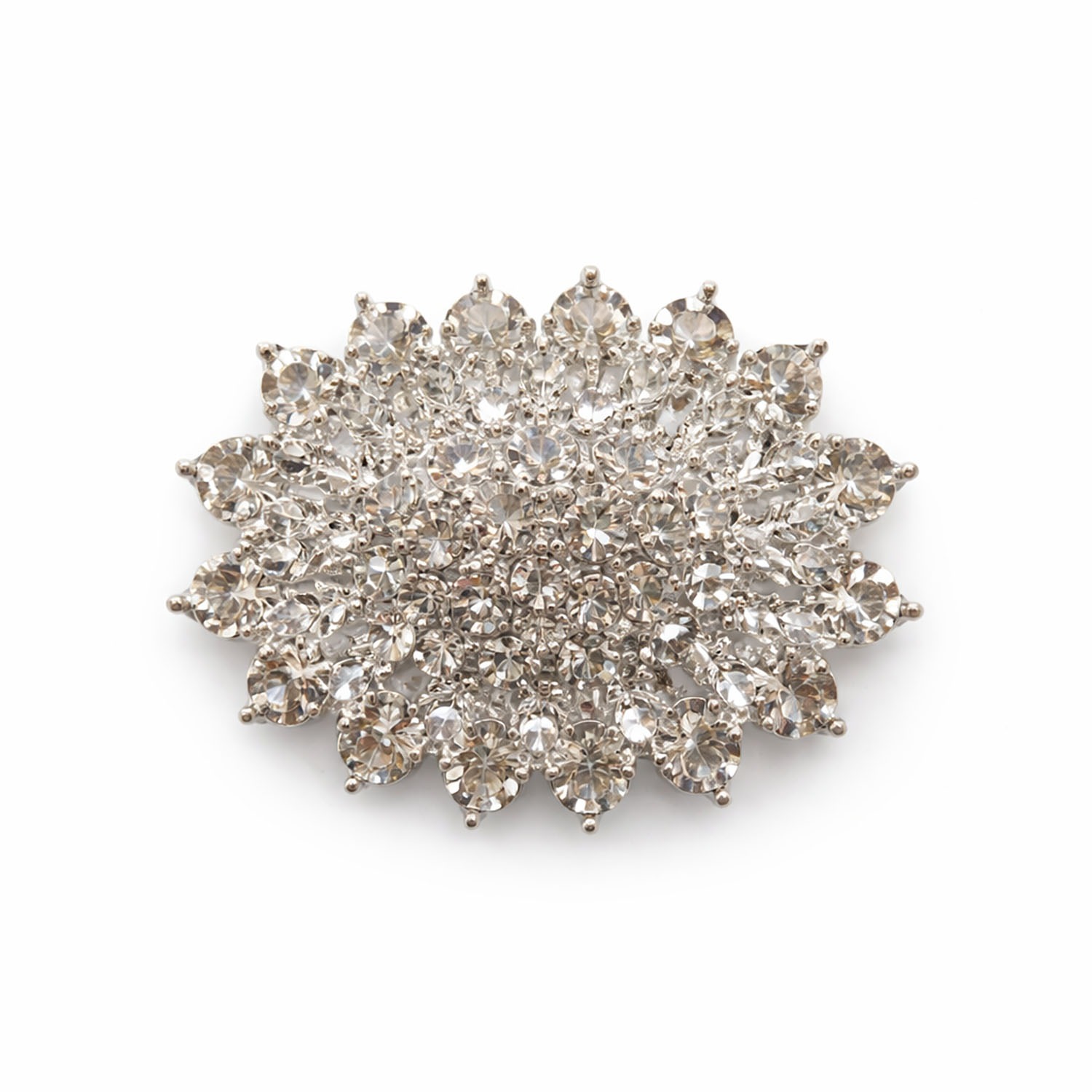 Silver Crystal Cluster Brooch 55mm | Wedding Wholesale