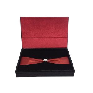 Velvet hinged lid wedding invitation box