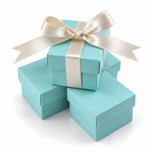Tiffany Blue Favor Box with Satin Ribbon Bow