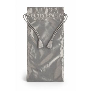 Silver taffeta silk drawstring bag