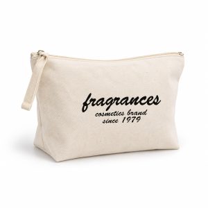 custom printed canvas cosmetic bag black and natural