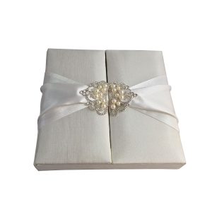 crown pearl brooch embellished ivory wedding box