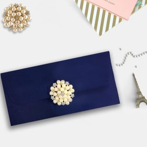 navy pearl wedding envelope