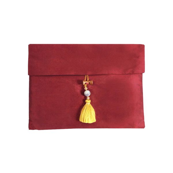 Red Thai silk tassel pouch