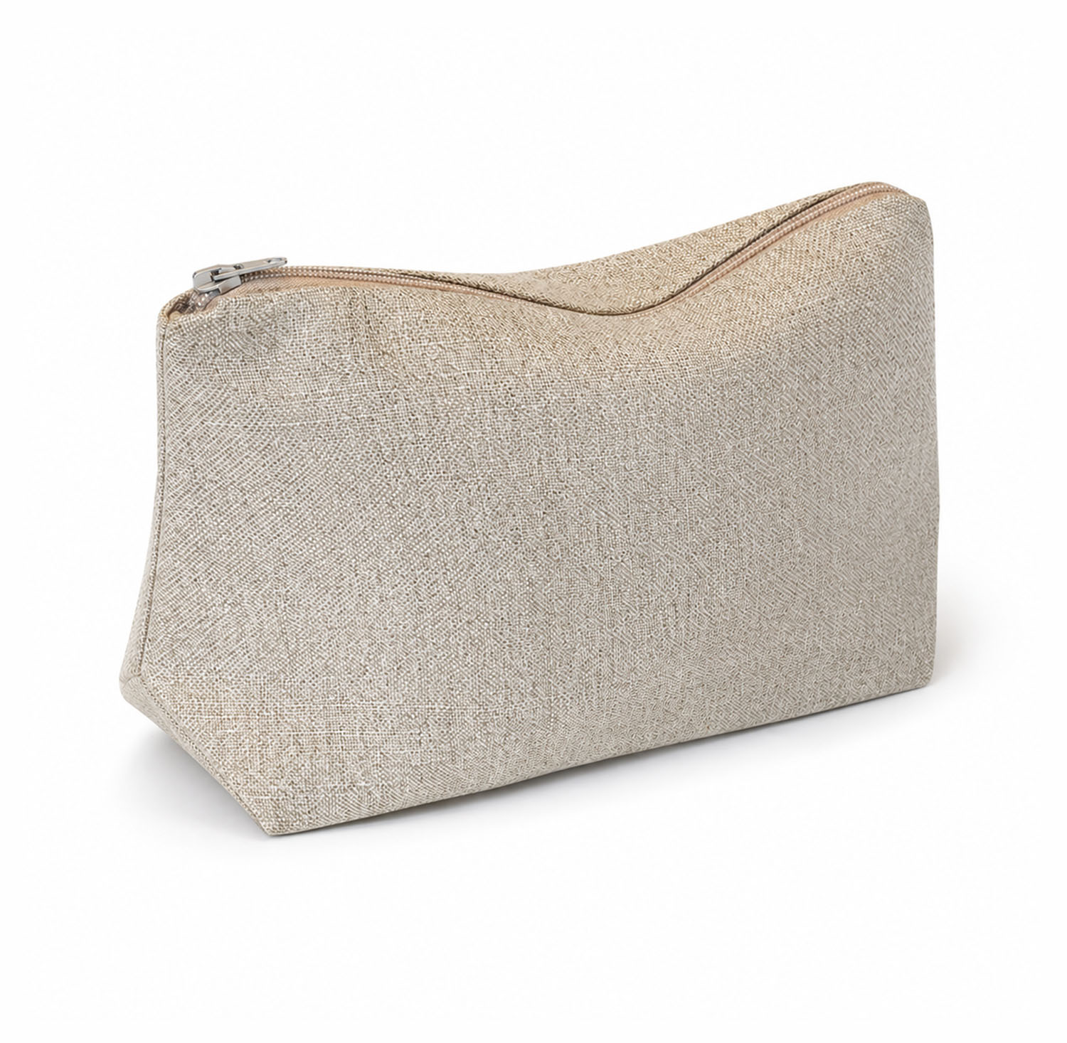 side view of linen cosmetic bags
