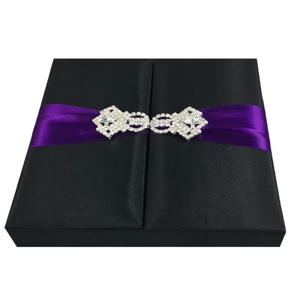 Black wedding invitation box with embellishment