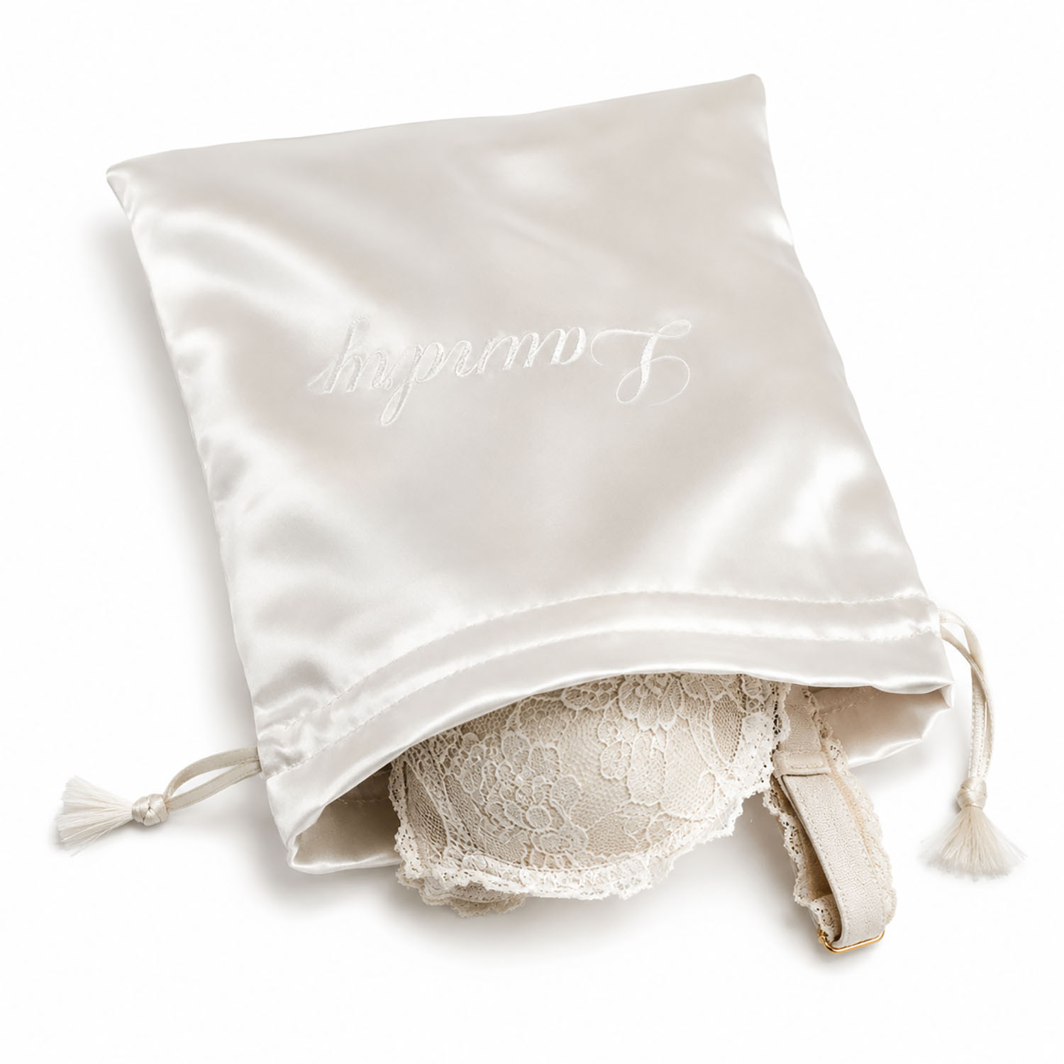 custom embroidery satin lingerie bag