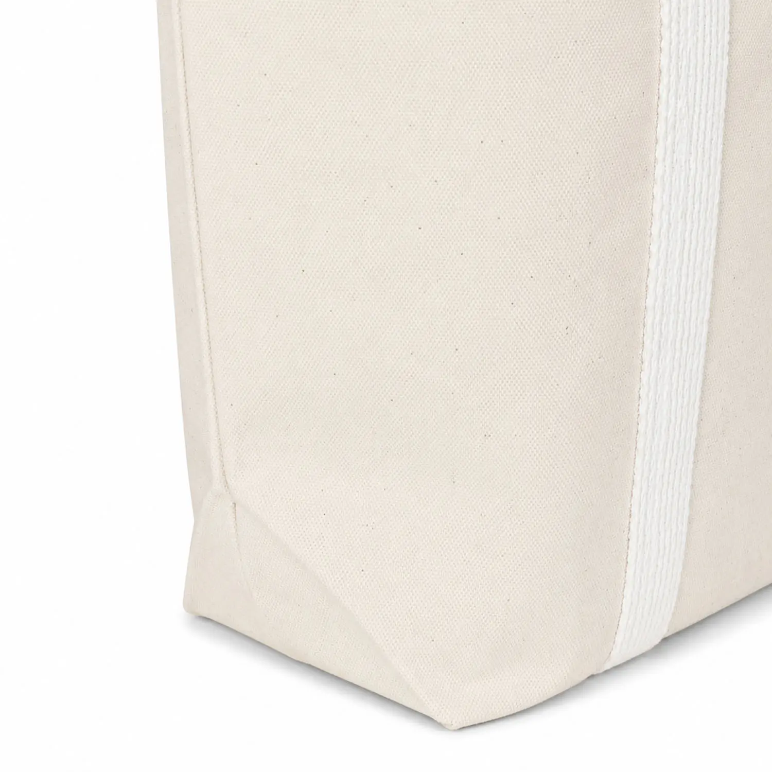 Closeup view of large canvas tote bag