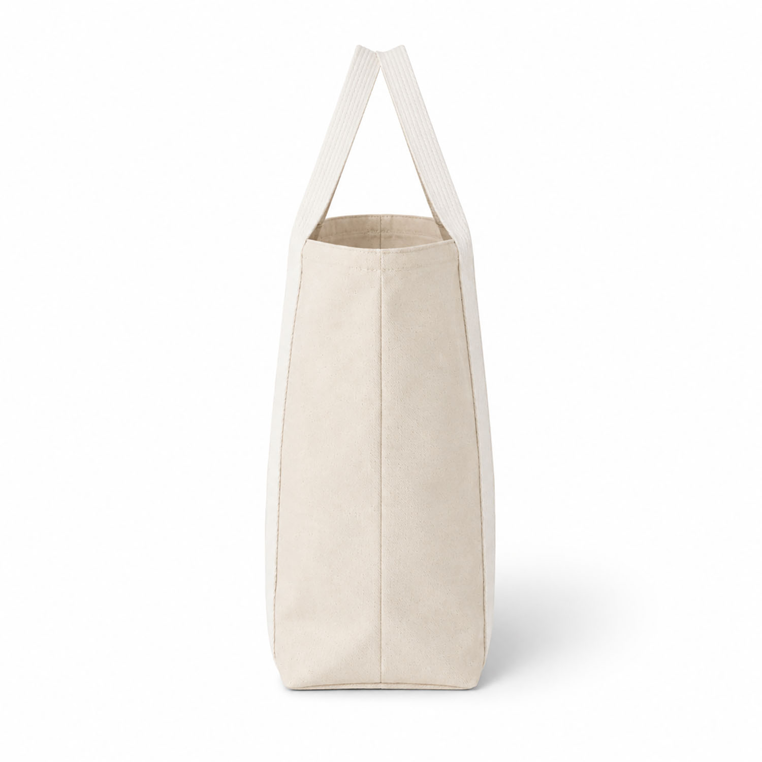 Side view of our large canvas tote bag