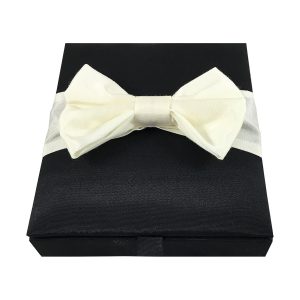 man bow tie invitation box in black & ivory