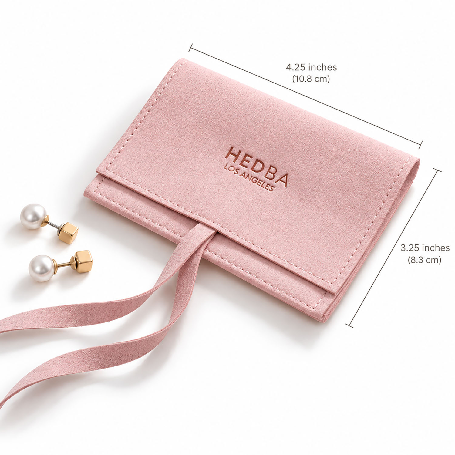 pink velvet jewelry pouch measurements