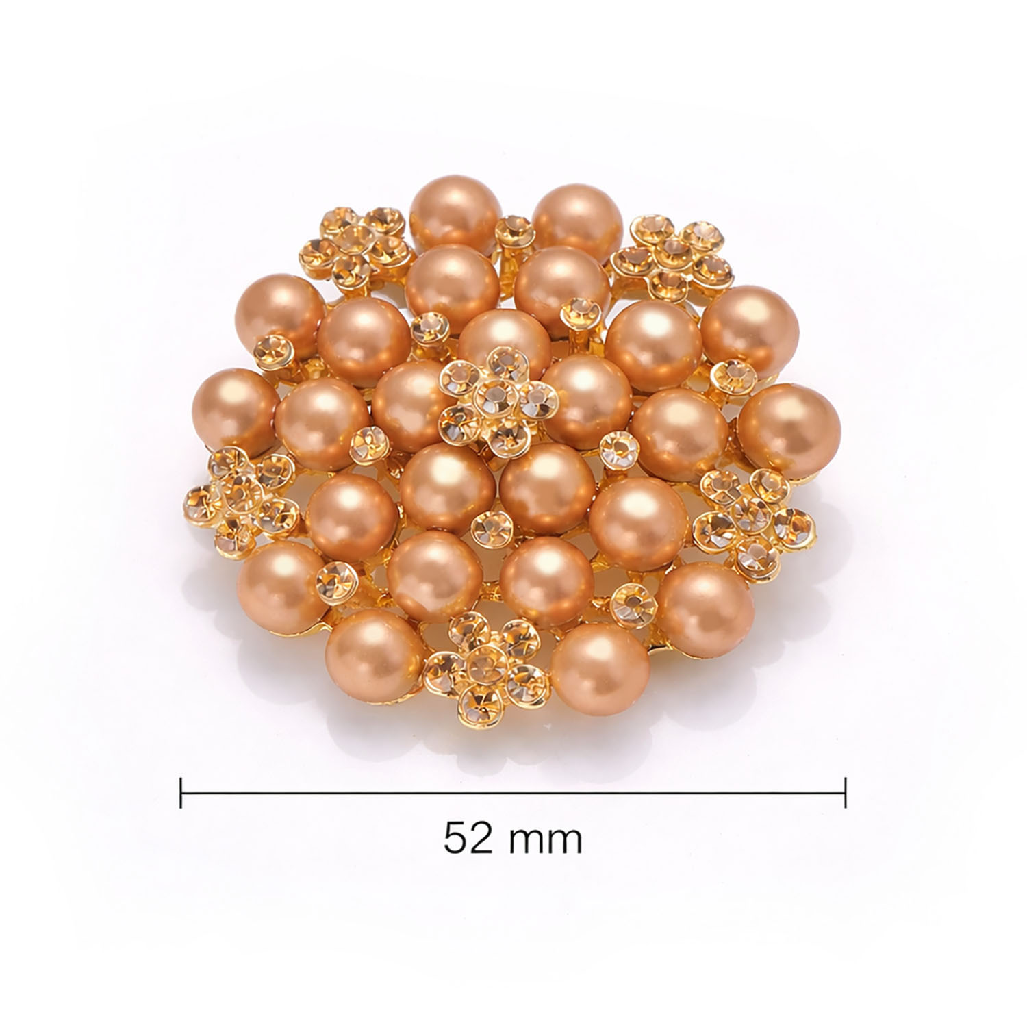 Measurements of rose gold cluster brooch