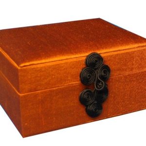 Thai silk gift box in burnt orange color