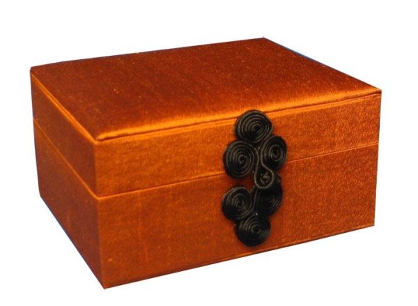 Thai silk gift box in burnt orange color