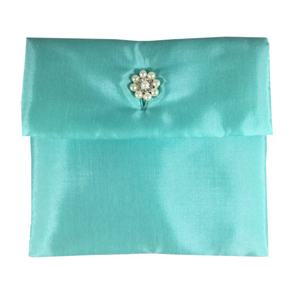 Aqua blue silk envelope