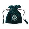 Embroidered green velvet pouch