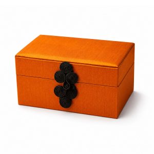 orange hinged lid Thai silk gift box