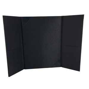 plain black silk invitation folder in trifold style
