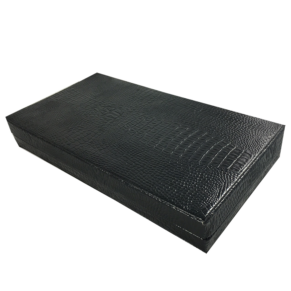 Black Hinged Lid Crocodile Leather Box