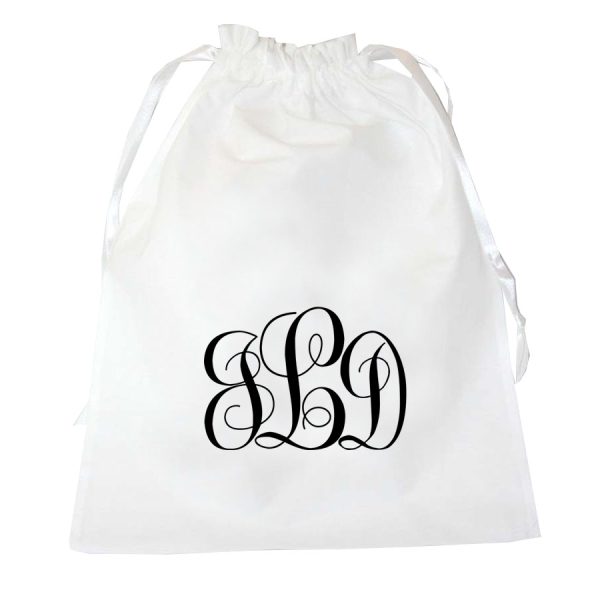 Lingerie bag in white with black embroidery