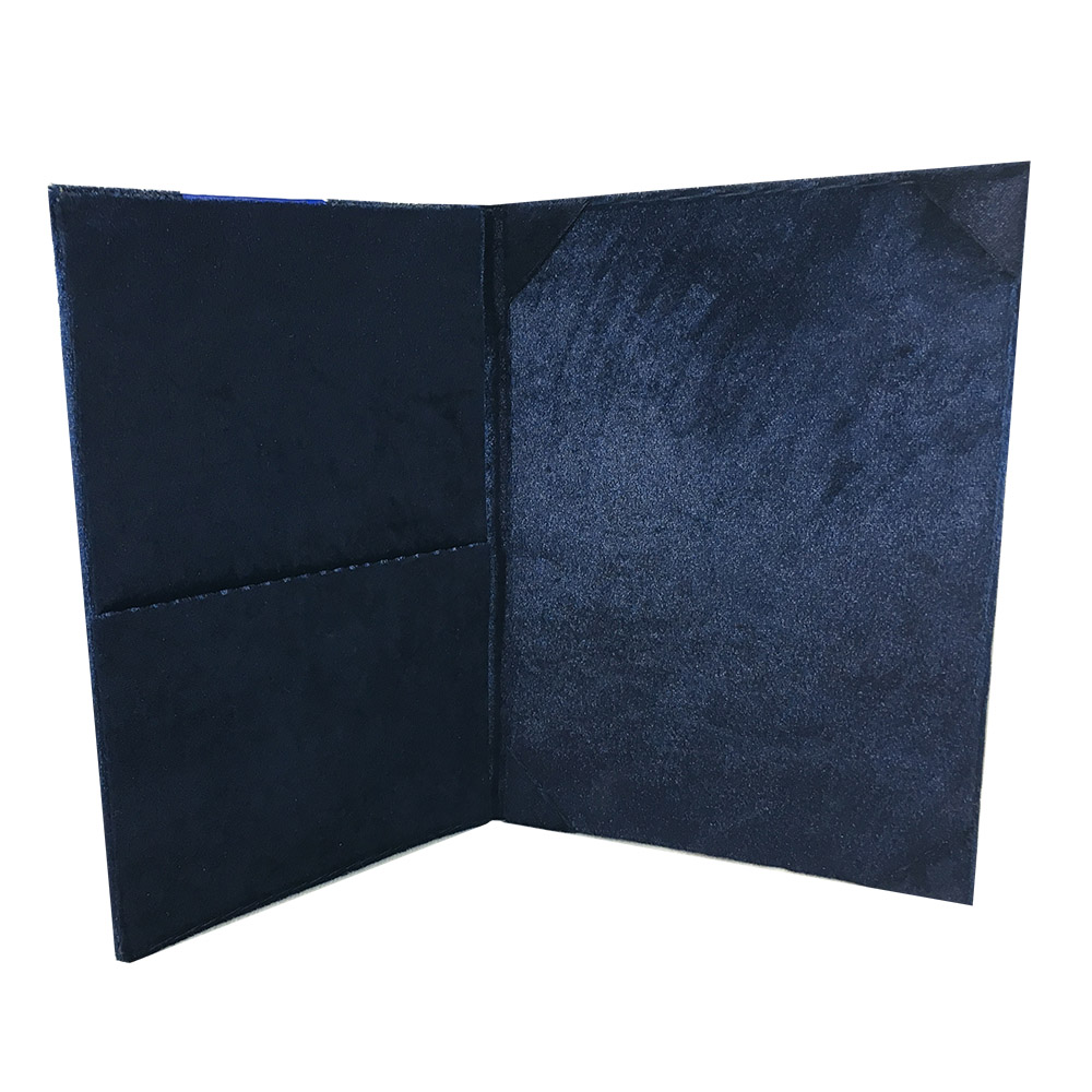 Wedding Pocket Folder, Navy Blue Velvet With Large Rhinestone Brooch ...