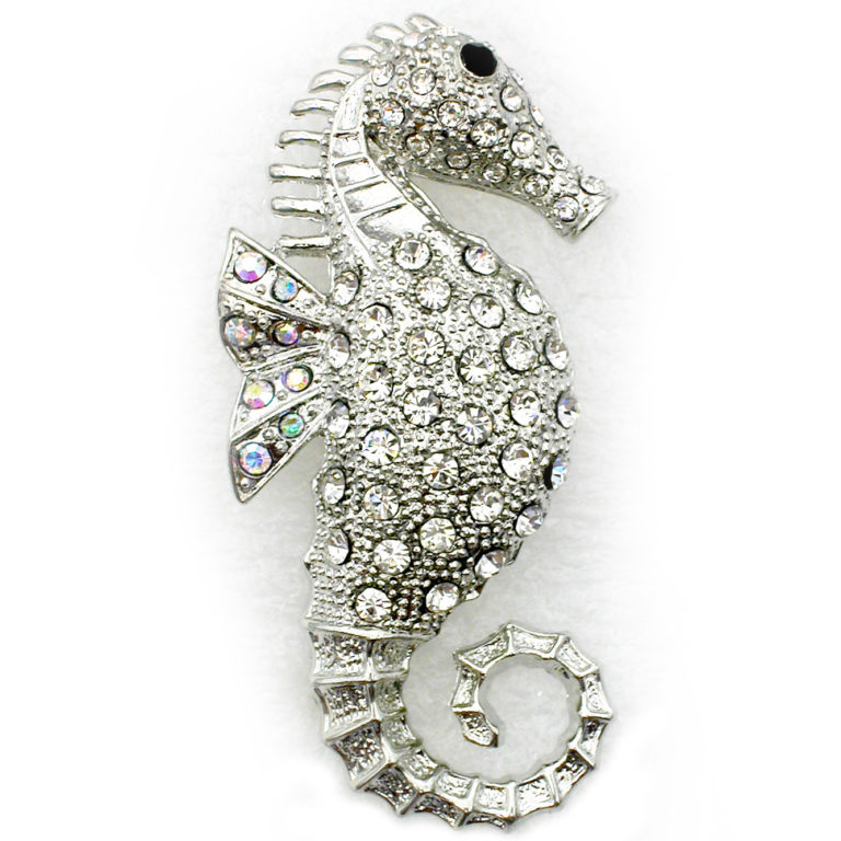 Silver Rhinestone Crystal Seahorse Brooch - Luxury Wedding Invitations ...
