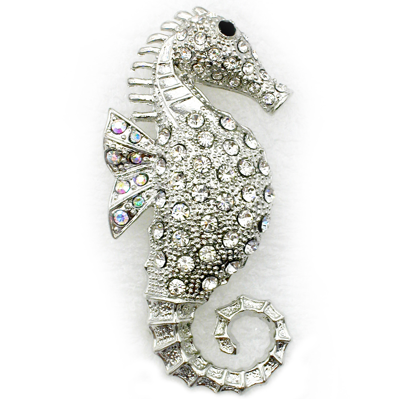 Seahorse brooch rhinestone crystal  vintage style animal diamante in gift box