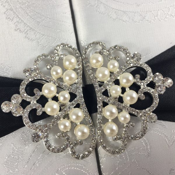 Brocade silk & crown pearl brooch