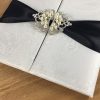 damask brocade silk wedding folder in black and white