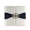 Black & White Damask Brocade Silk Wedding Invitation Pocket Folder For Your Special Day