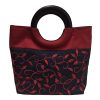 Maroon & Black Embroidered Silk Tote Bag