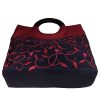 Maroon & Black Embroidered Silk Tote Bag - Image 3