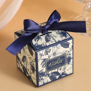 Printed wedding favor box with romantic floral design