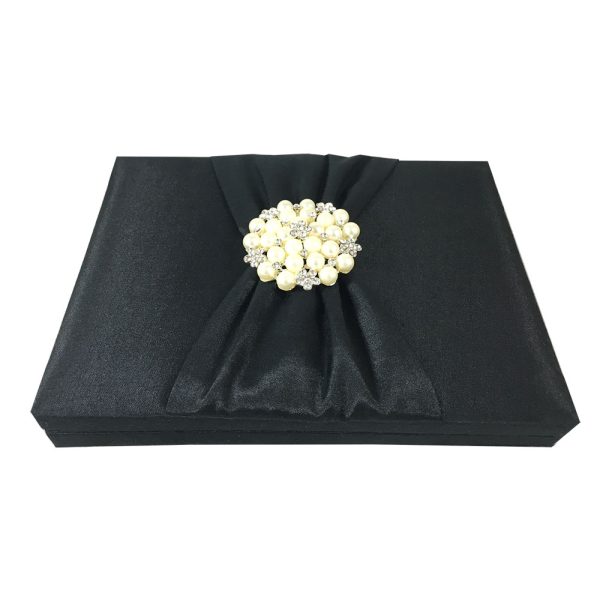 Black wedding box with pearl brooch