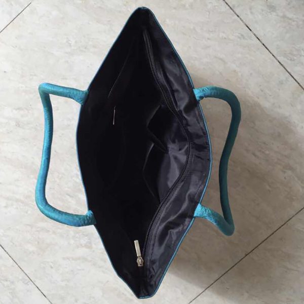 dark turquoise silk bag