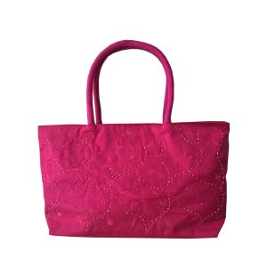 Fuchsia embroidered shoulder bag